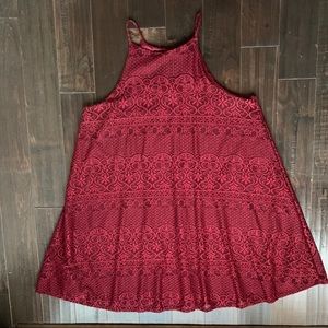 Juniors burgundy lace halter dress